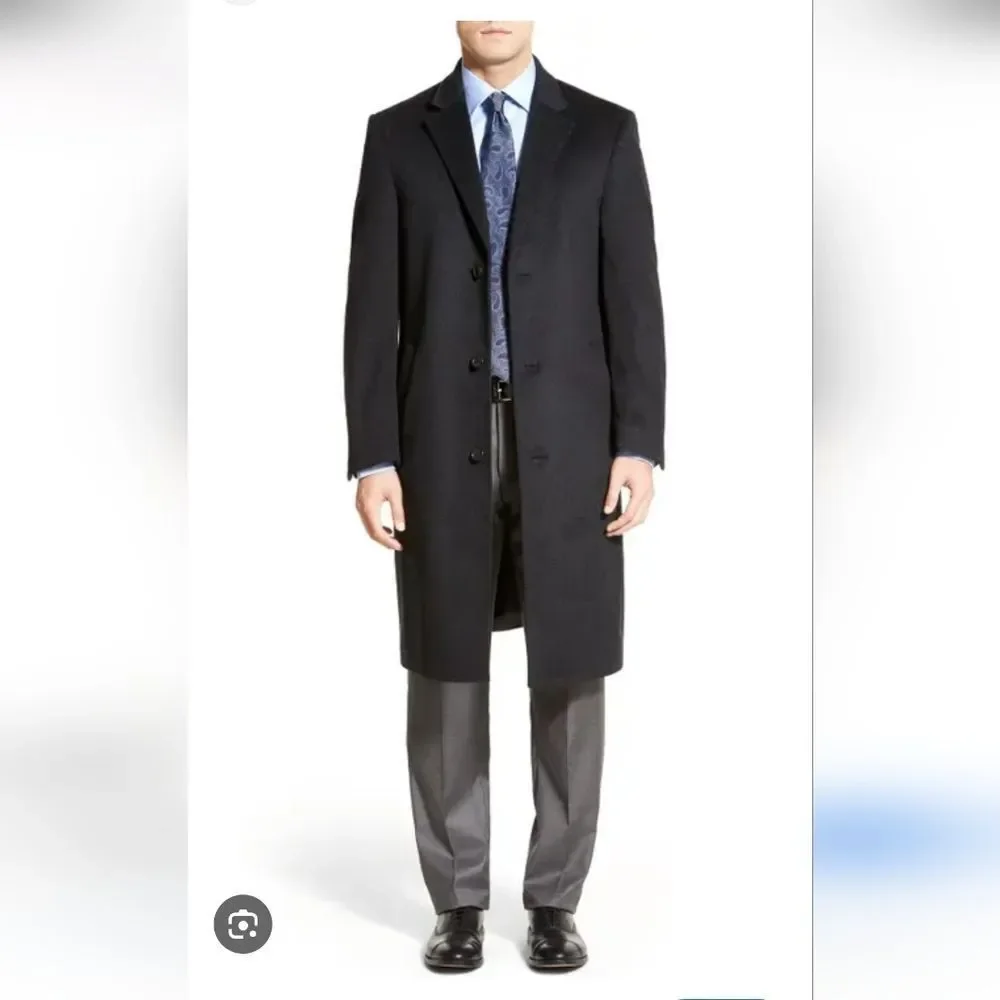 NWT Mens Wool Blend Black Long Length Big Tall Overcoat Coat By Shaquille Oneal